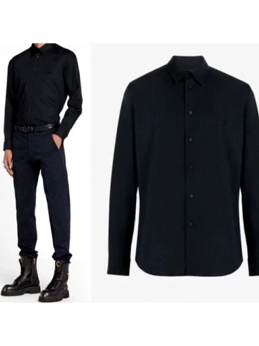 Roberto Cavalli | Camicia Comfort Fit Monogram Shirt in Black